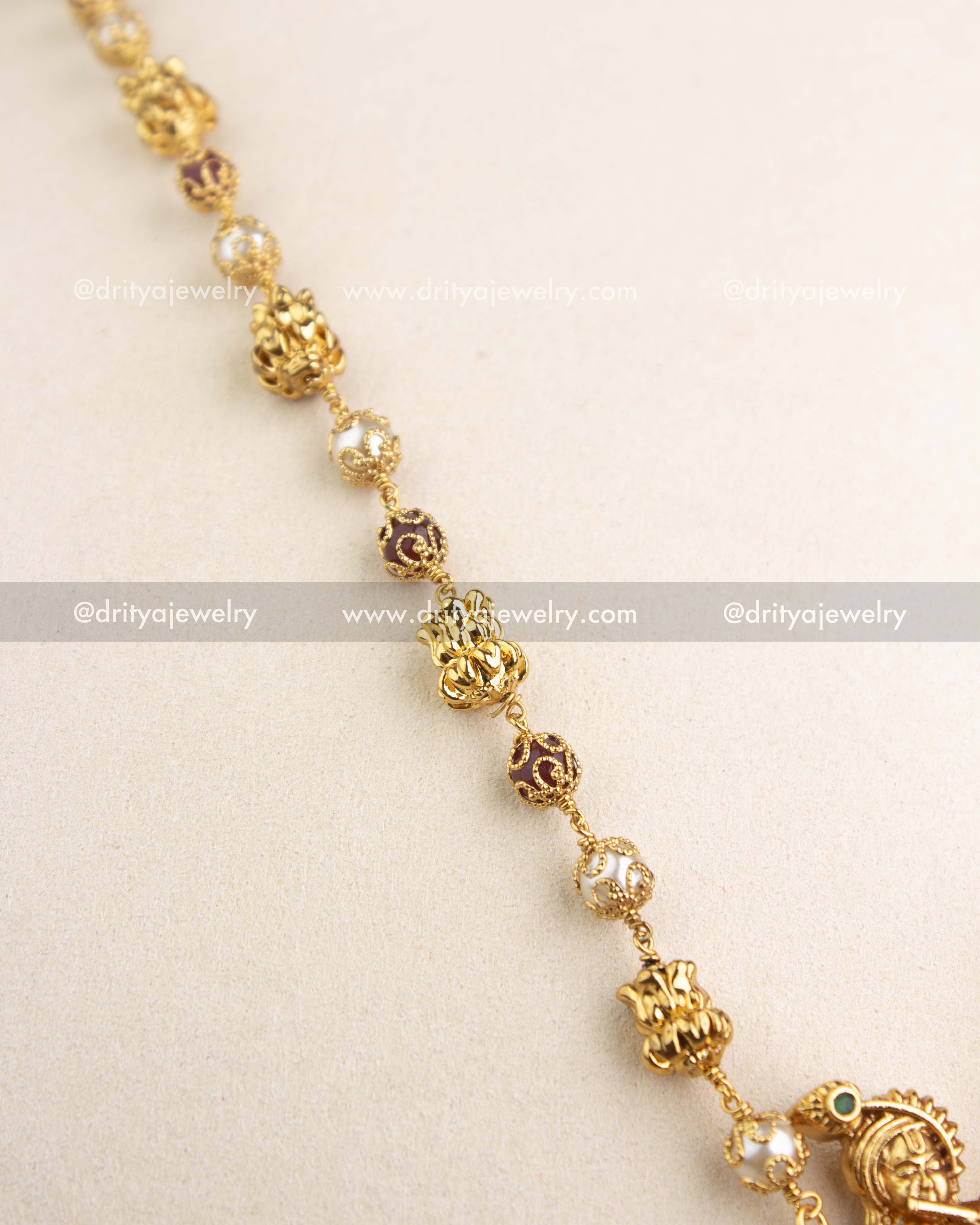 Premium Lord Krishna Pendant Necklace with Ruby Beads