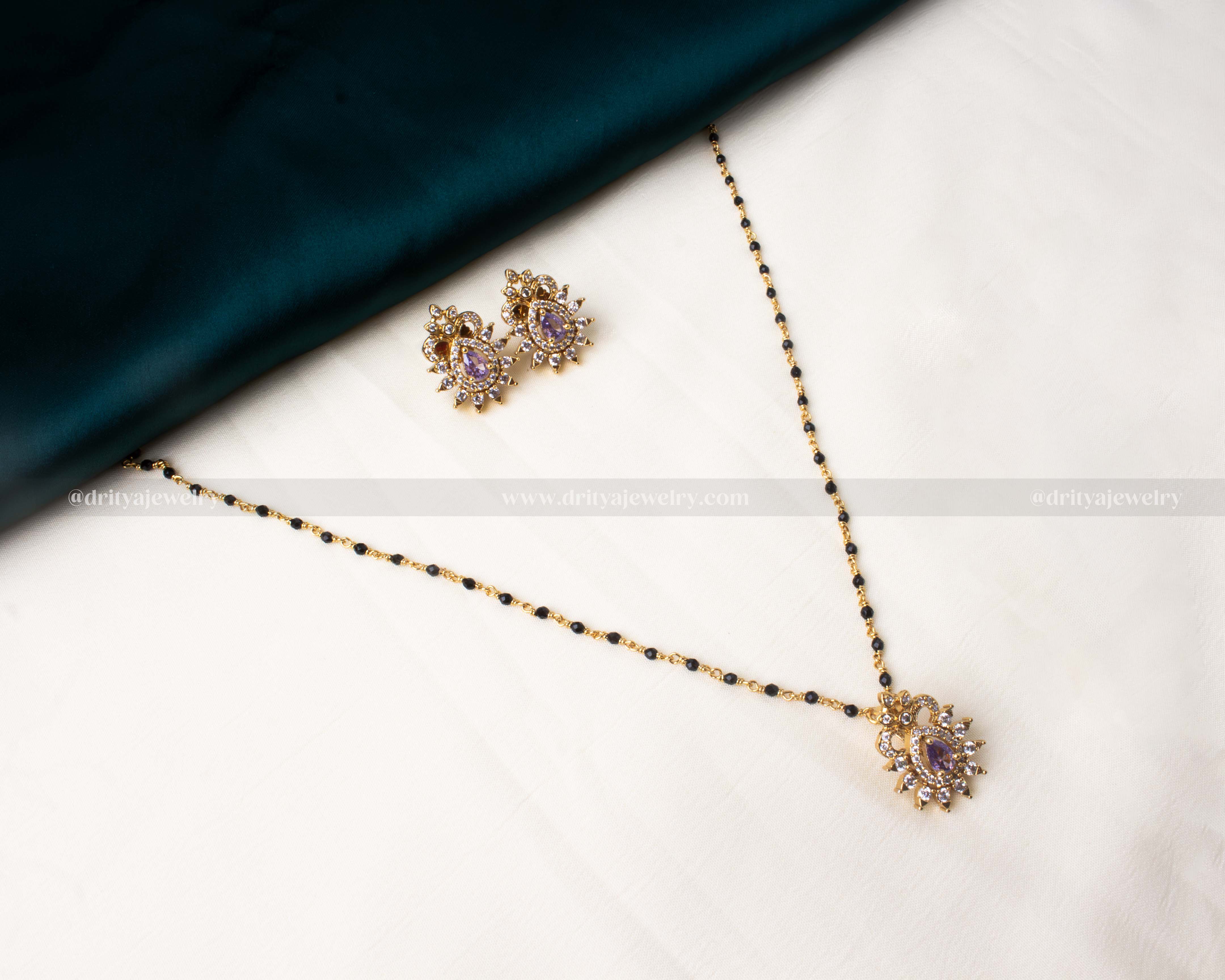 Black Beads Necklace Set