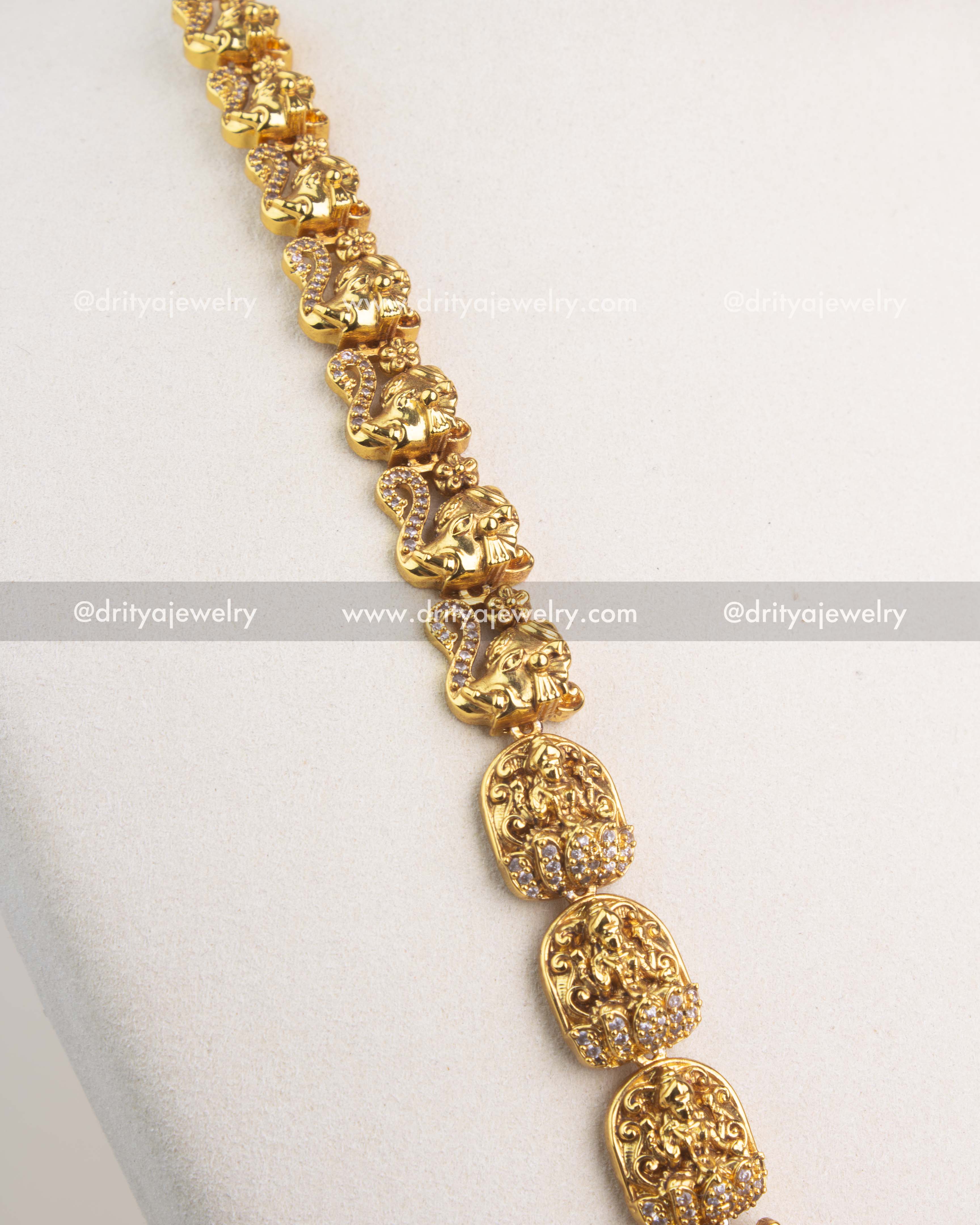 Premium Temple Long Necklace Set with Nakshi Detailing