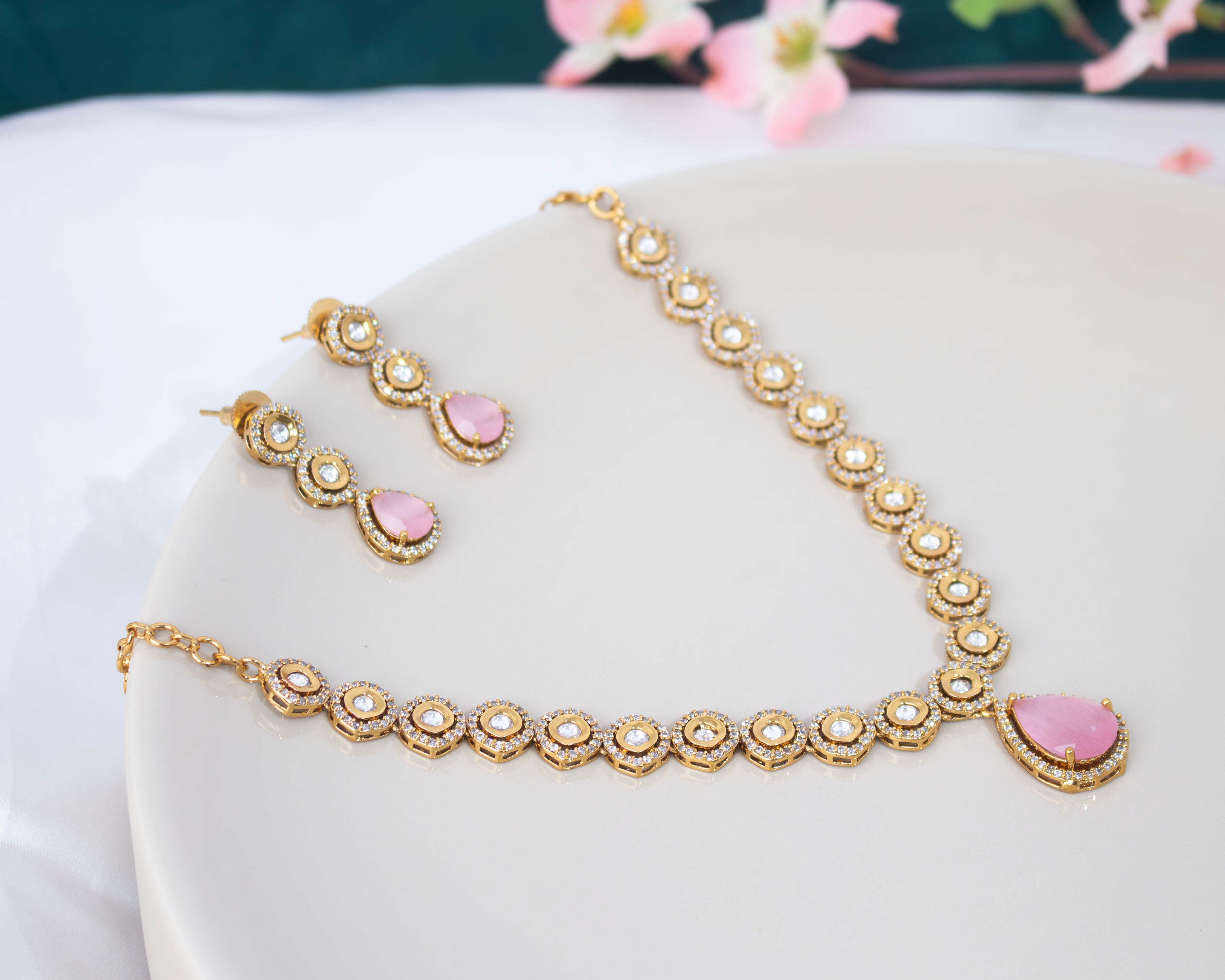 Pink Teardrop Necklace