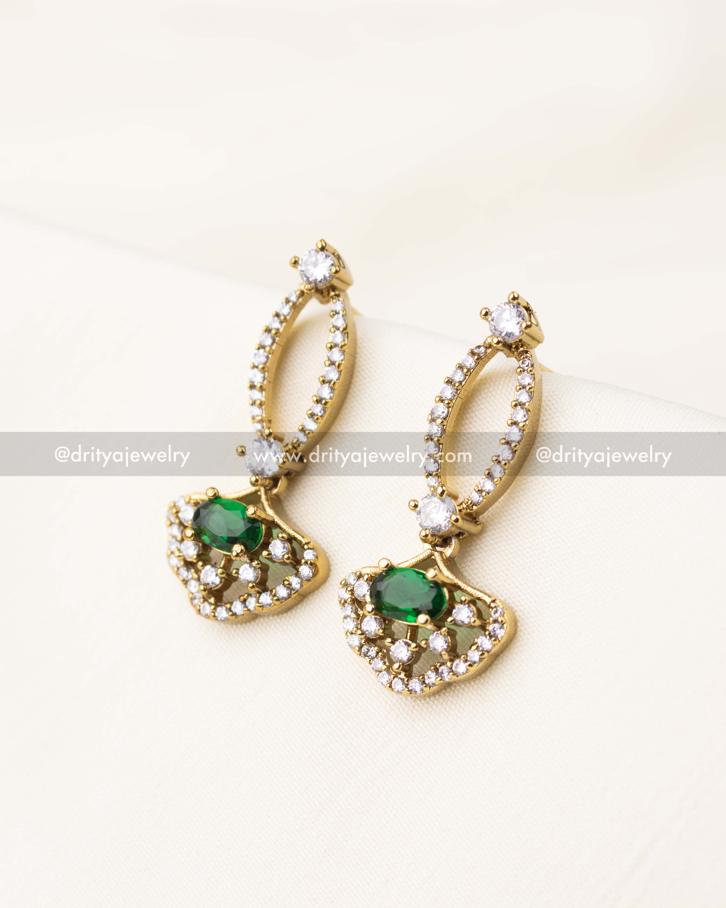 Premium Victorian Short Necklace Set - Emerald