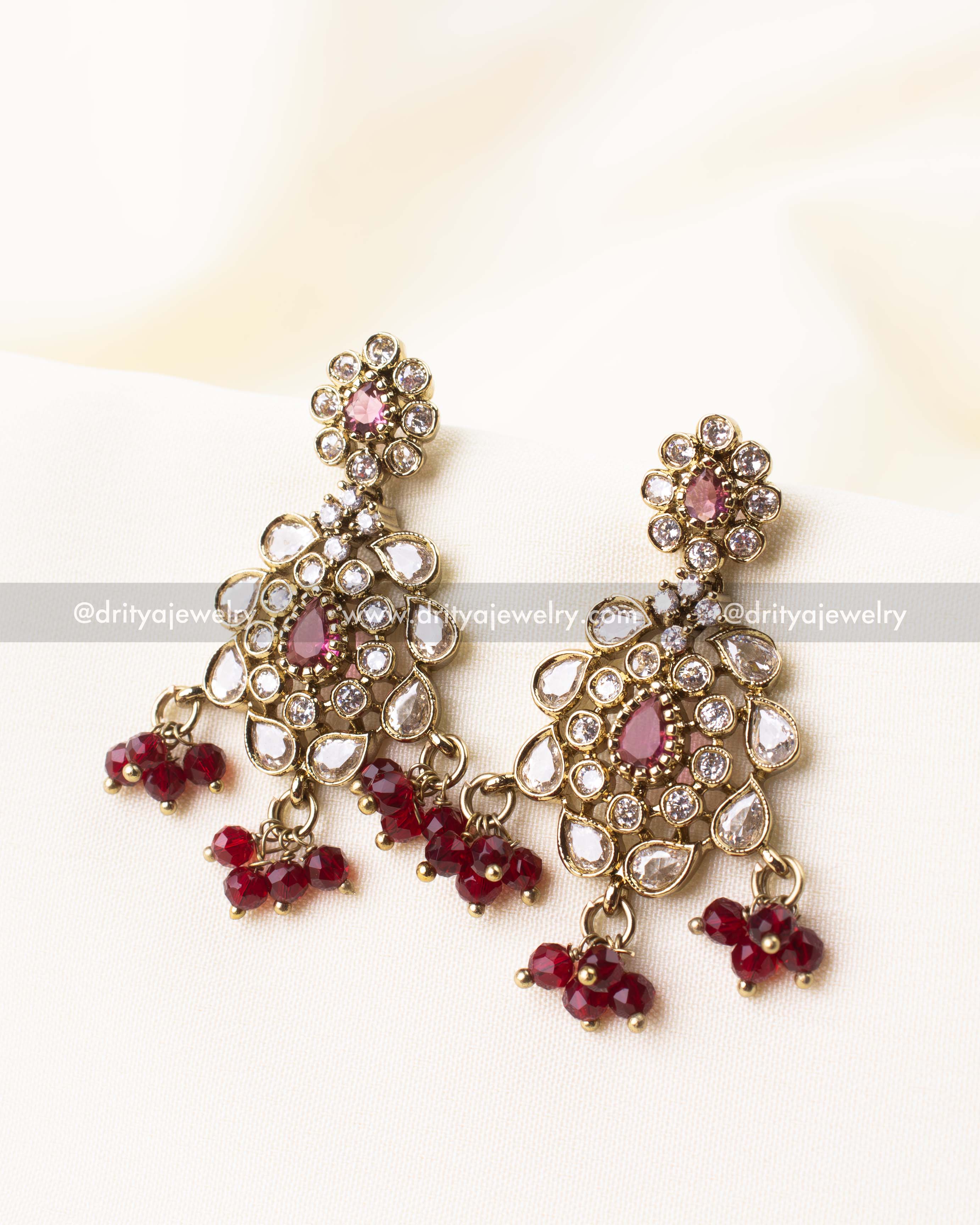 Premium Victorian Choker Necklace Set - Ruby Red