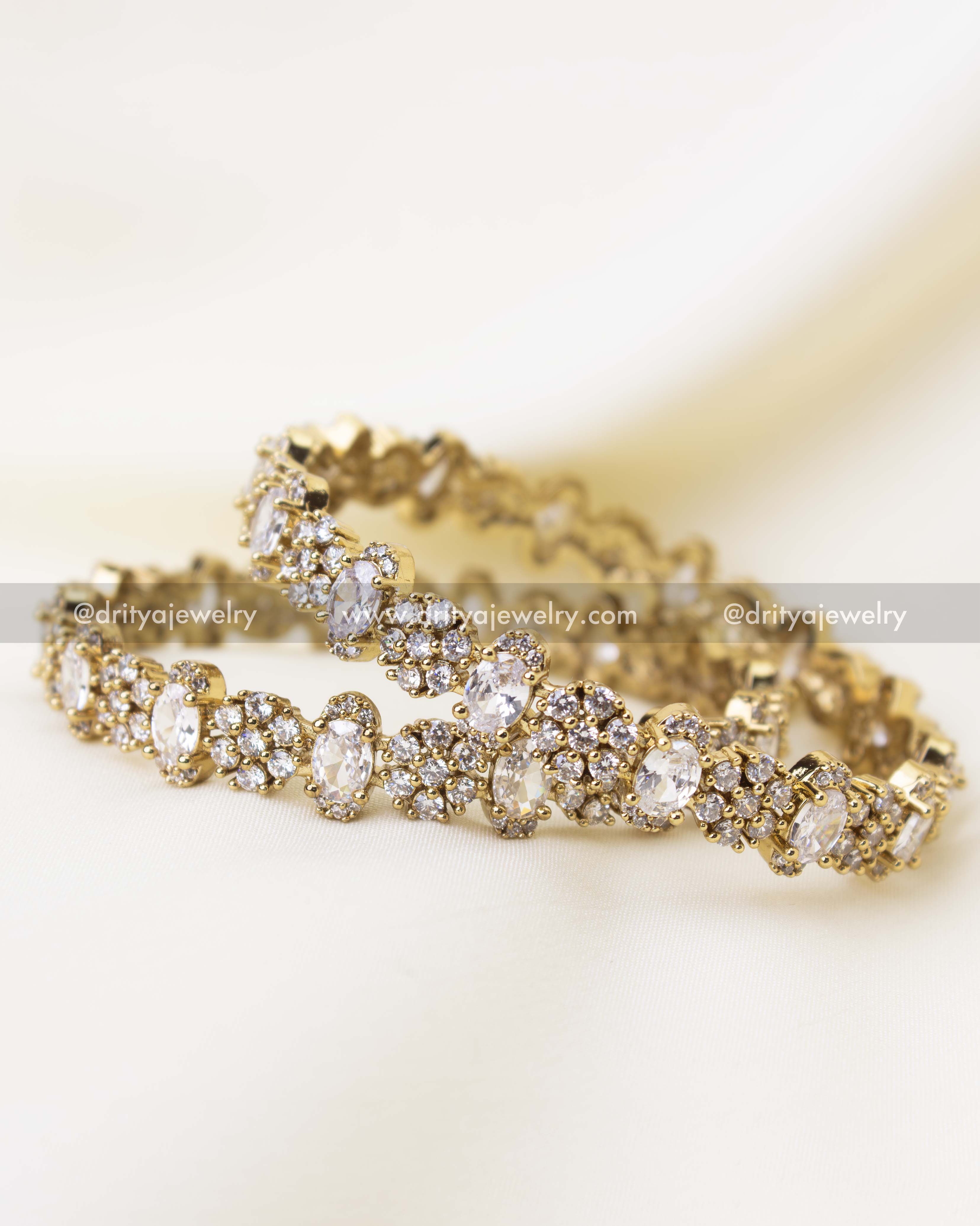 Premium Victorian polish bangles with diamond white CZ stones and intricate detailing