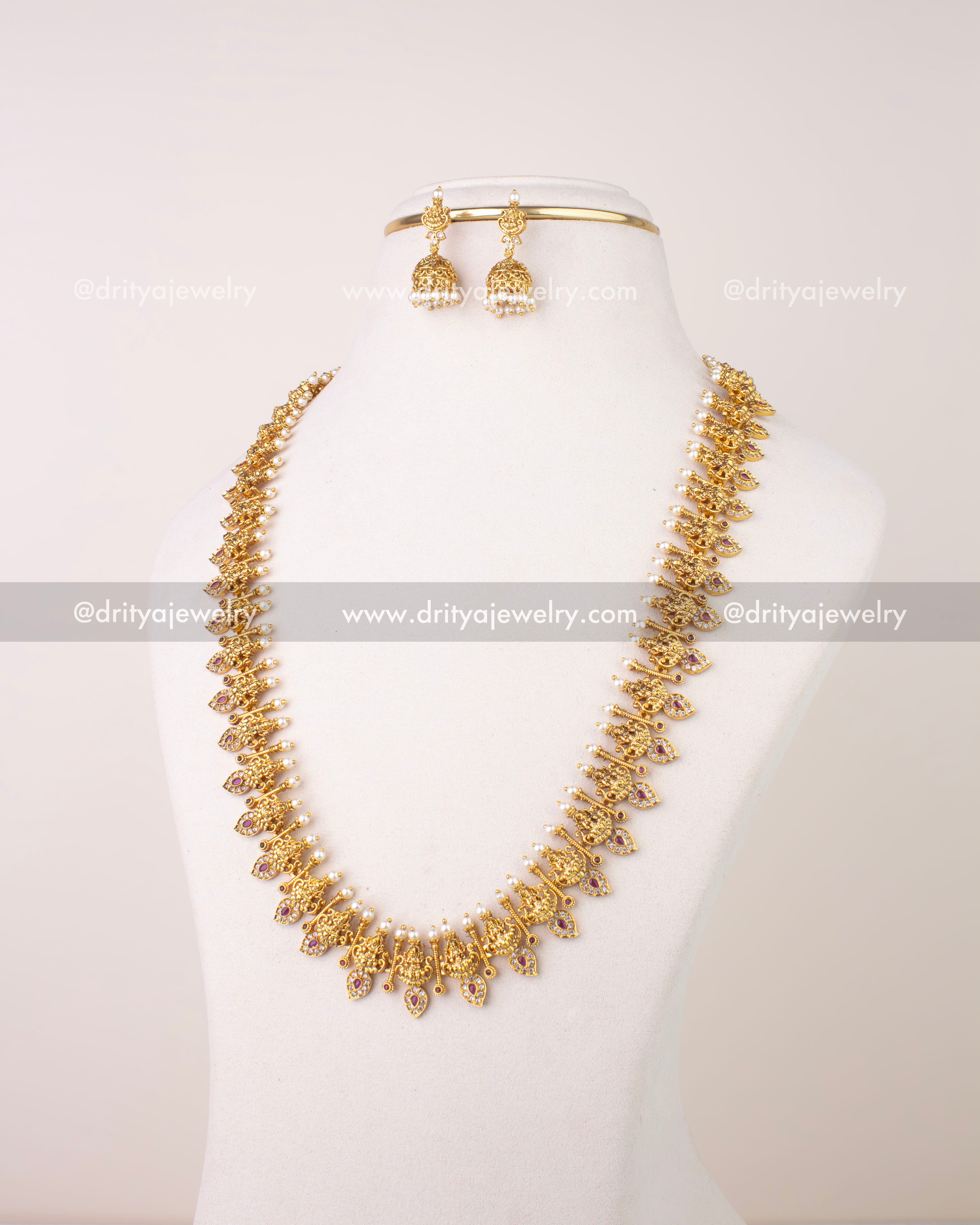 1279-R full god idol mango necklace set displayed on bust