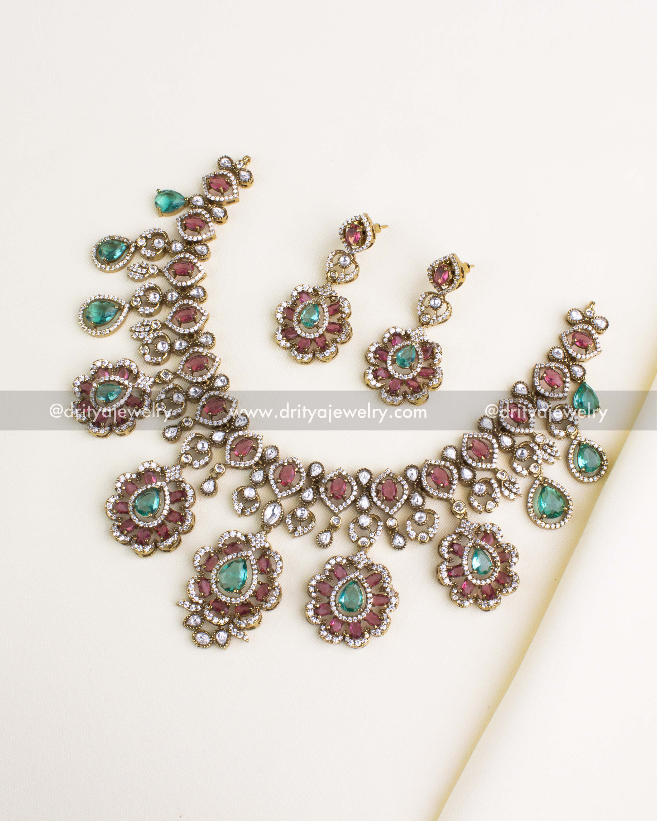 SKU 1135 - Necklace Set - Full set view showing short necklace and matching earrings