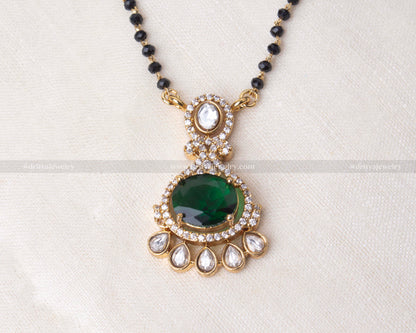 Elegant black crystal bead necklace with a vibrant Reverse AD pendant, perfect for enhancing evening outfits.