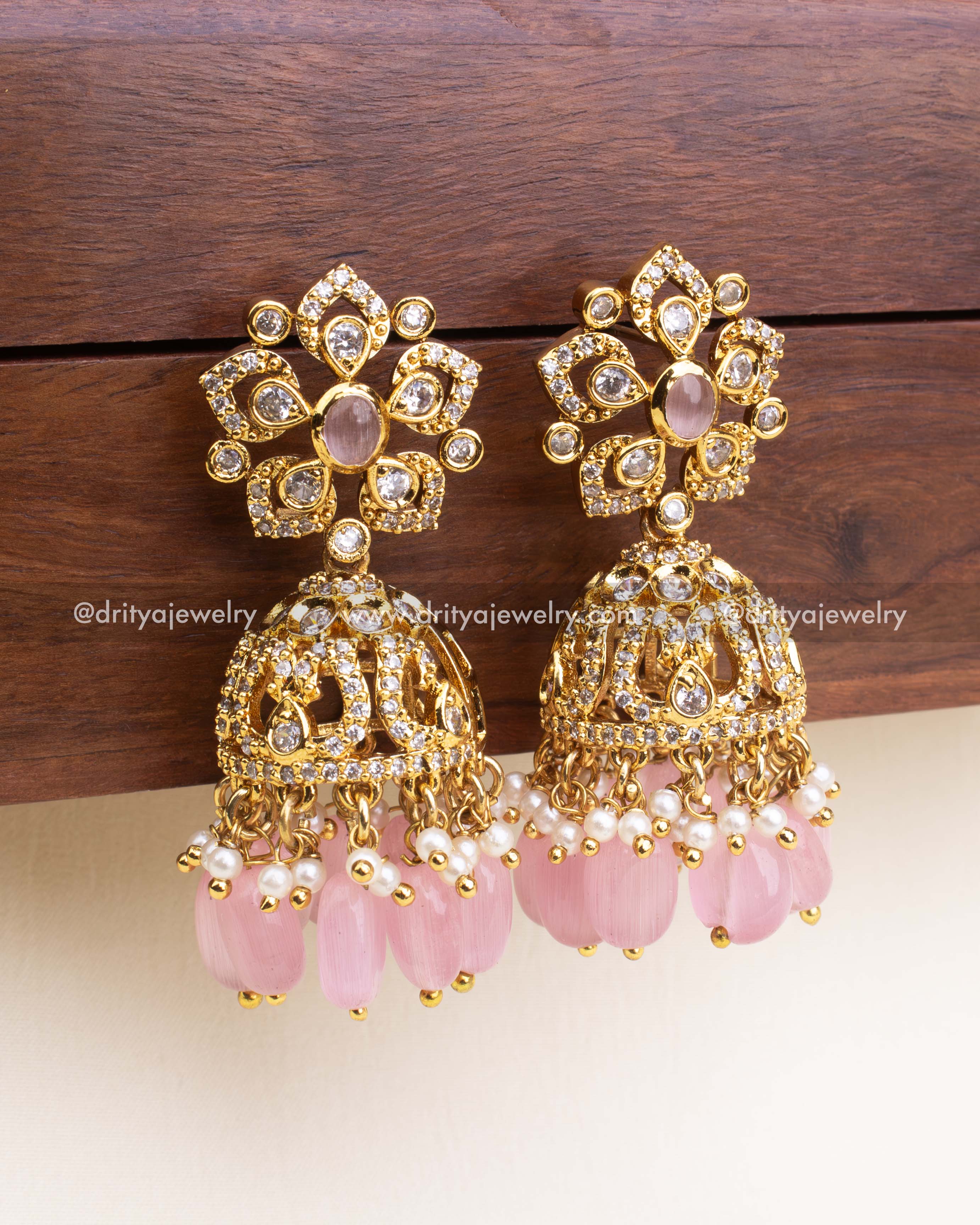 Premium Gold-Plated Choker Set with Blush Pink Beads