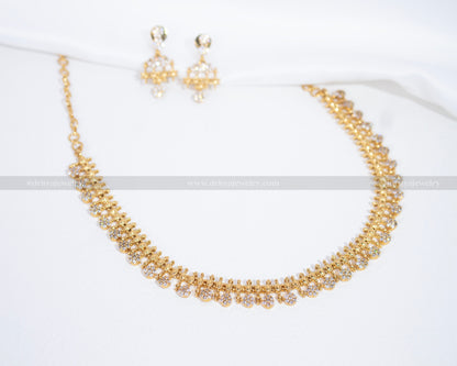 Dritya Jewelry’s all-CZ stone necklace set, showcasing the elegant and sparkling stone pattern for a radiant finish.