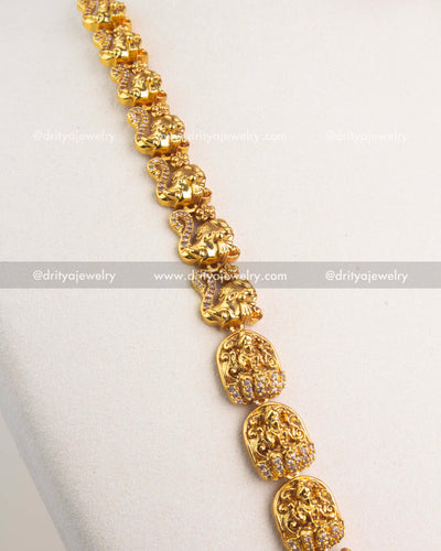 Premium Temple Long Necklace Set with Nakshi Detailing