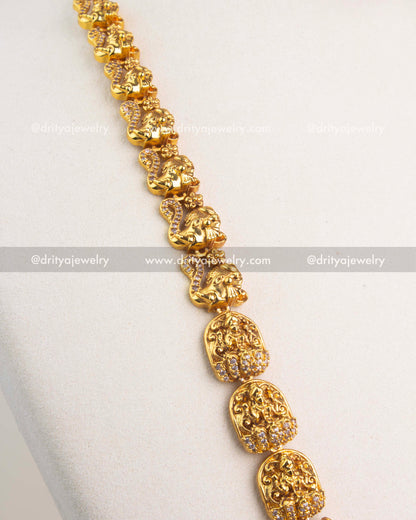 Premium Temple Long Necklace Set with Nakshi Detailing