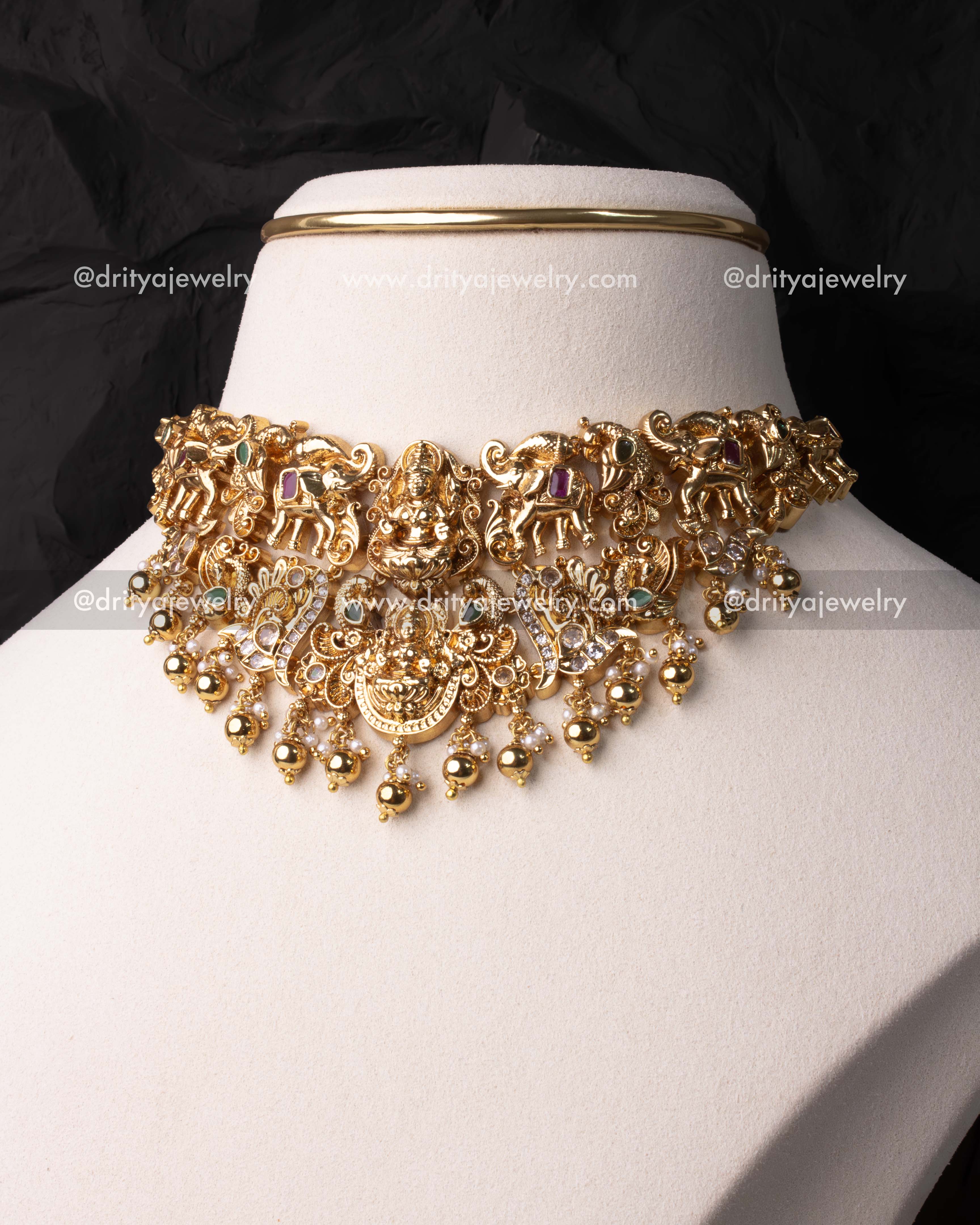 Premium Nakshi Choker Set with Elephant and Lakshmi Motifs