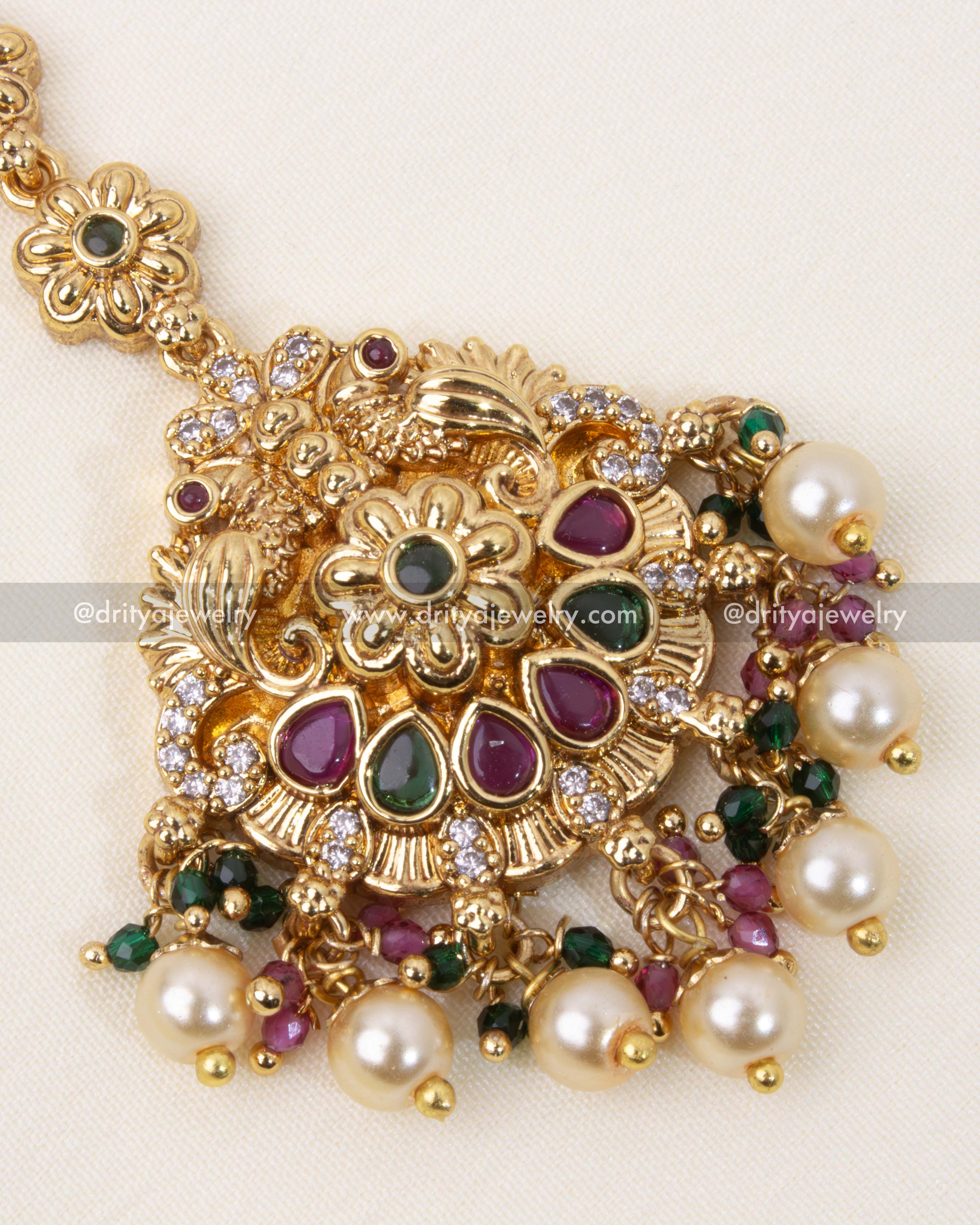 Antique Maang Tikka with Floral Motif