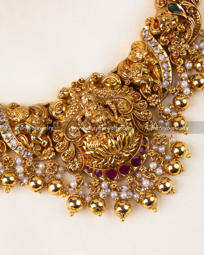 Premium Nakshi Short Necklace with Jhumkas