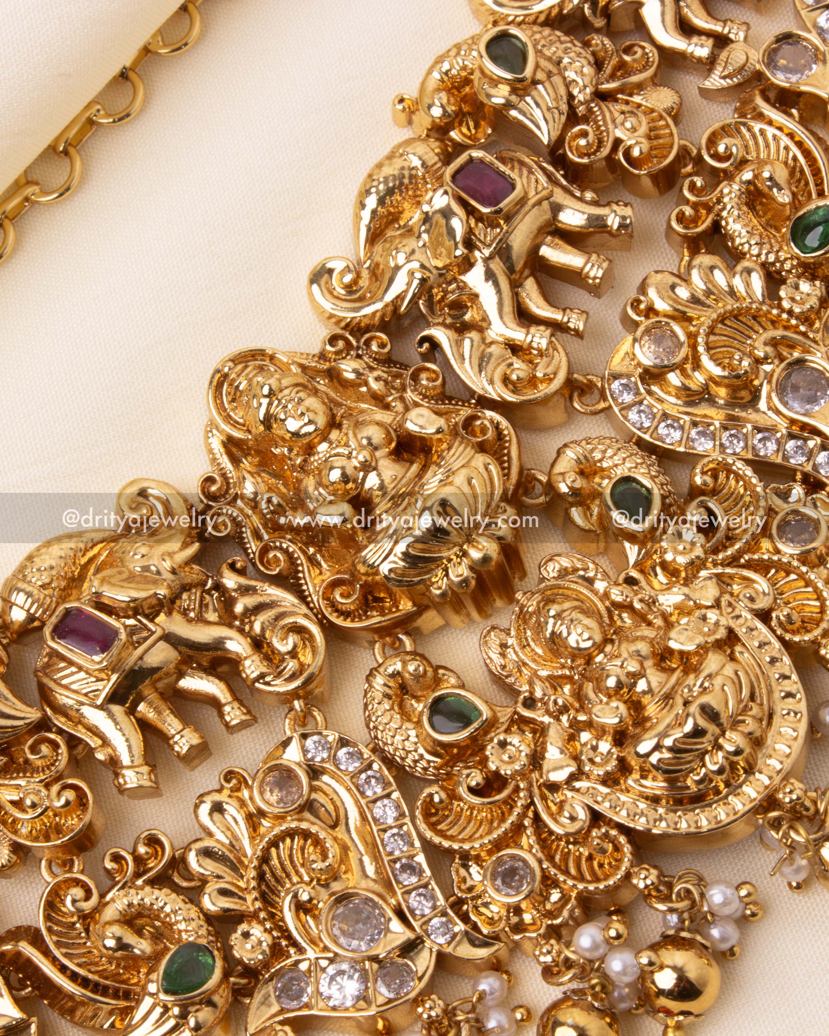 Premium Nakshi Choker Set with Elephant and Lakshmi Motifs