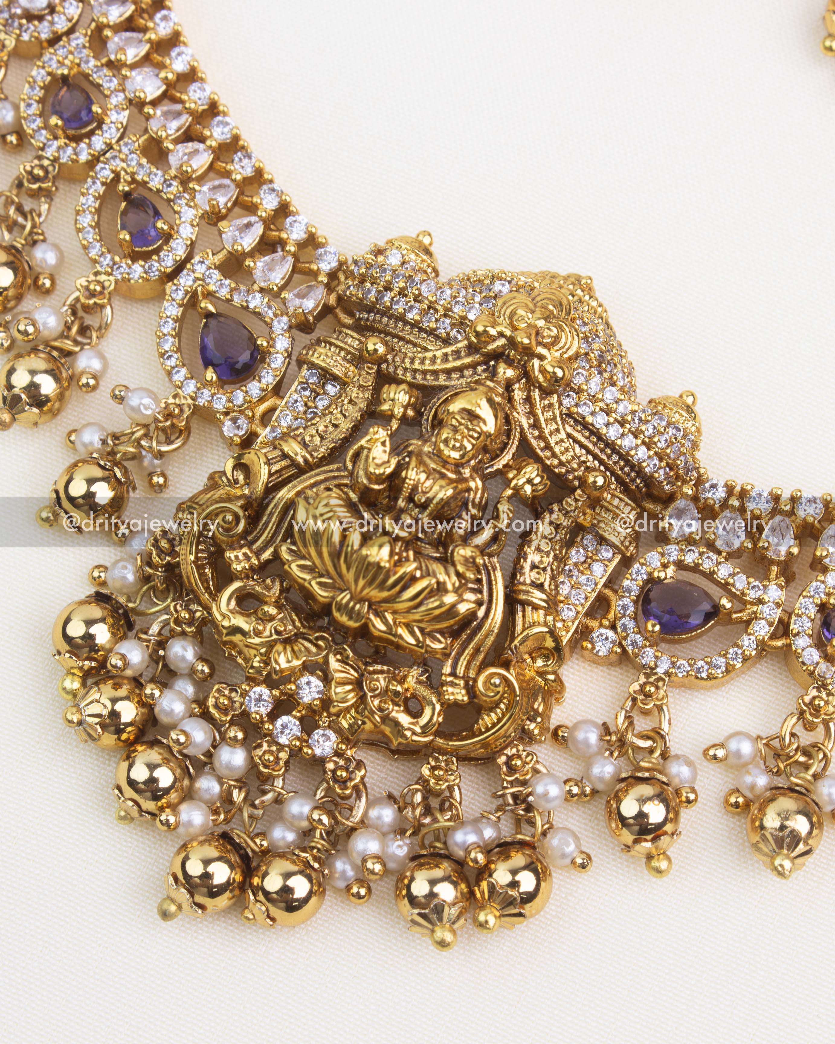 Premium Temple Short Necklace with High-Quality CZ Stones