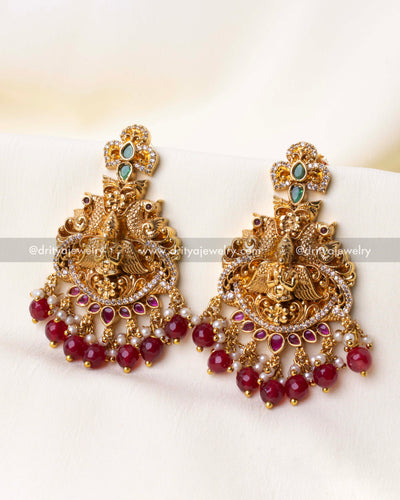 Premium Ram Parivar Necklace Set with CZ Stones - Red