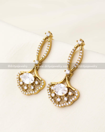 Drop earrings with brilliant CZ loops and classic Victorian-style charm.