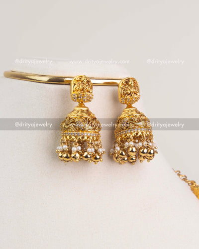 Premium Temple Long Necklace Set with Nakshi Detailing