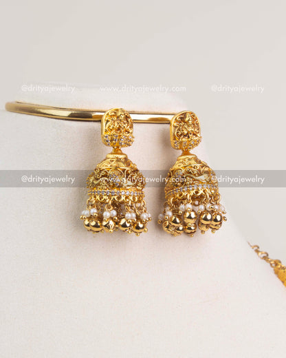 Premium Temple Long Necklace Set with Nakshi Detailing