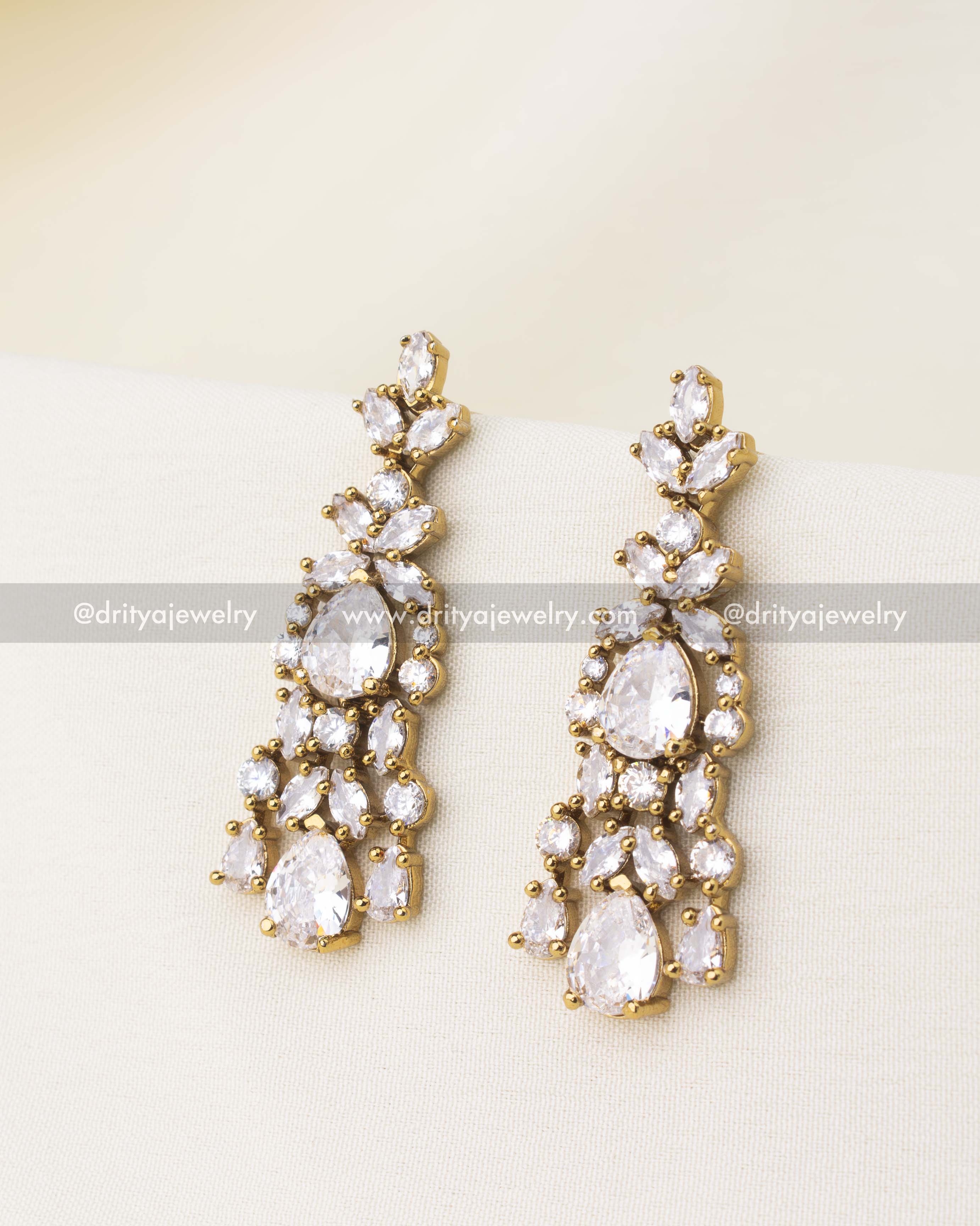 Matching Victorian CZ earrings with diamond-like finish