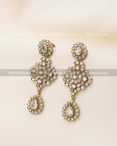 Diamond-look Victorian drop earrings with CZ stone detailing