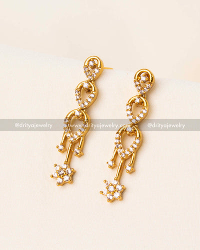 Elegant drop earrings with a cascading CZ stone design, matching the necklace set.