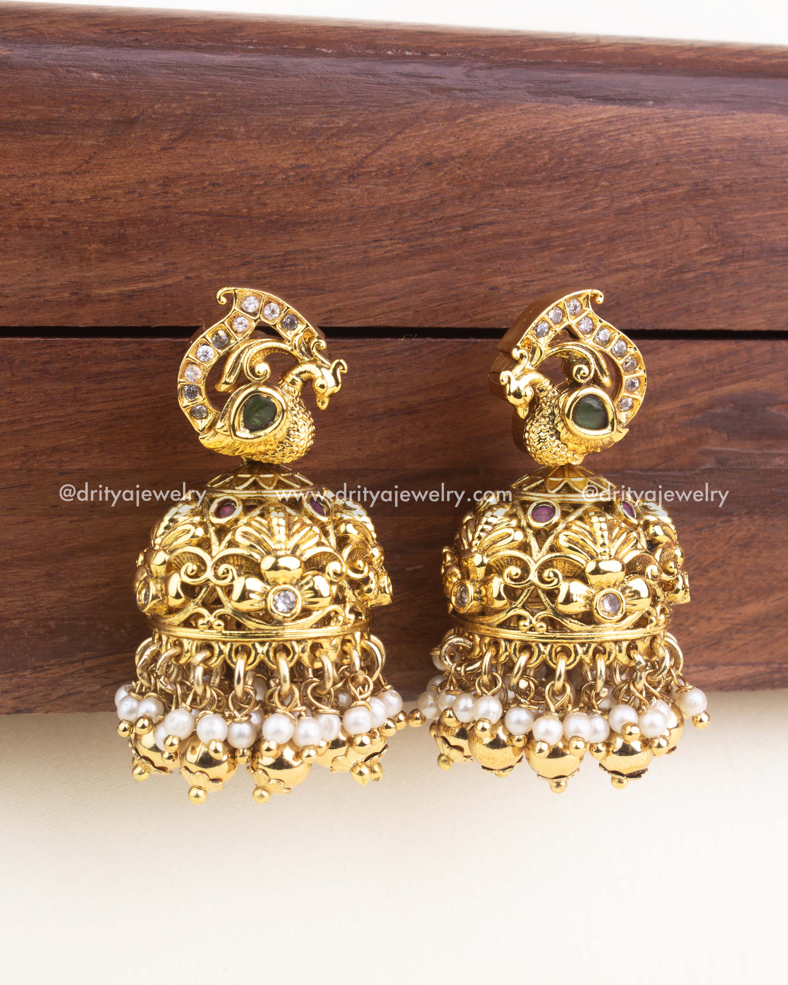 Premium Antique Peacock Short Necklace Set