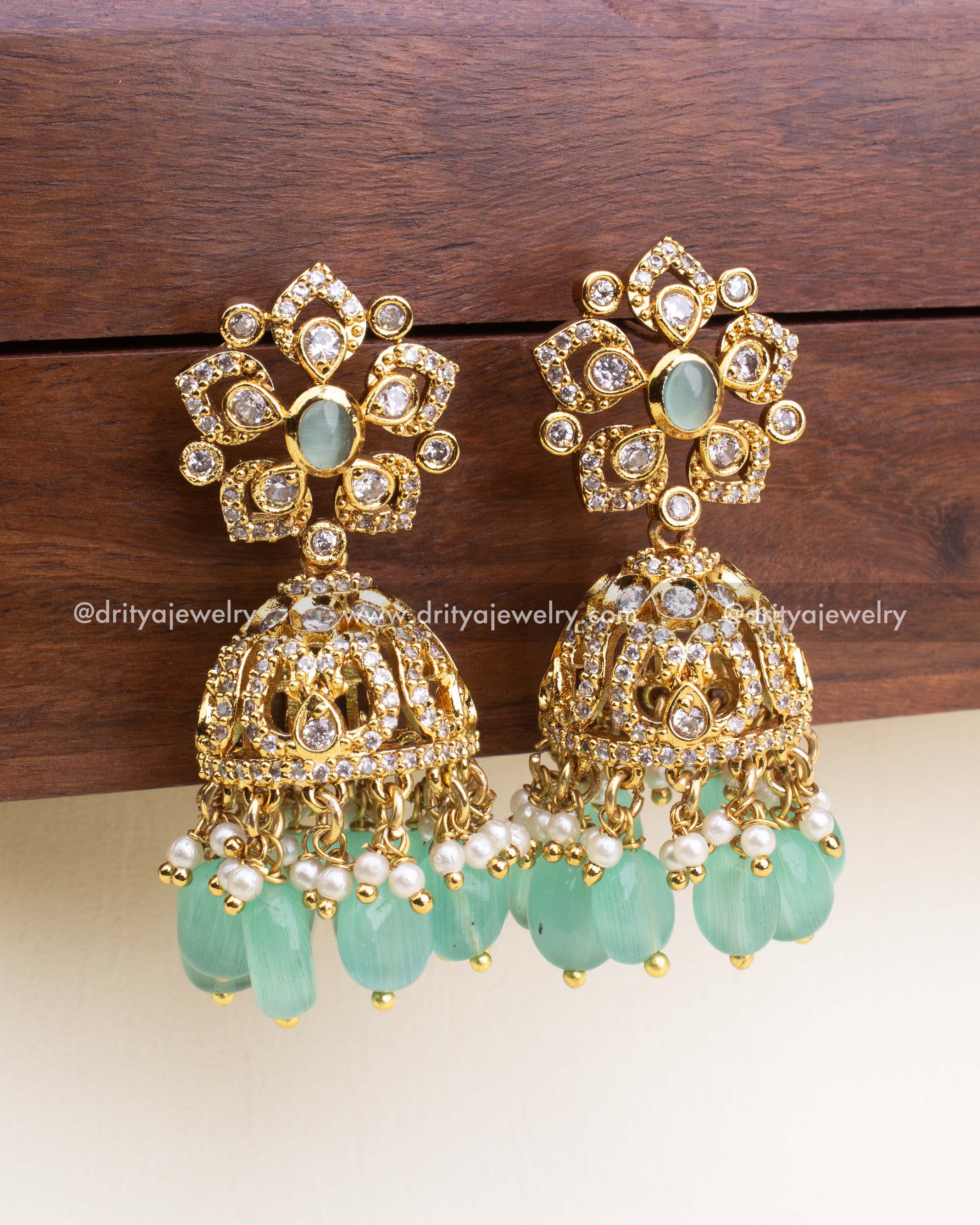 Premium Gold-Plated Choker Set with Mint Green Beads