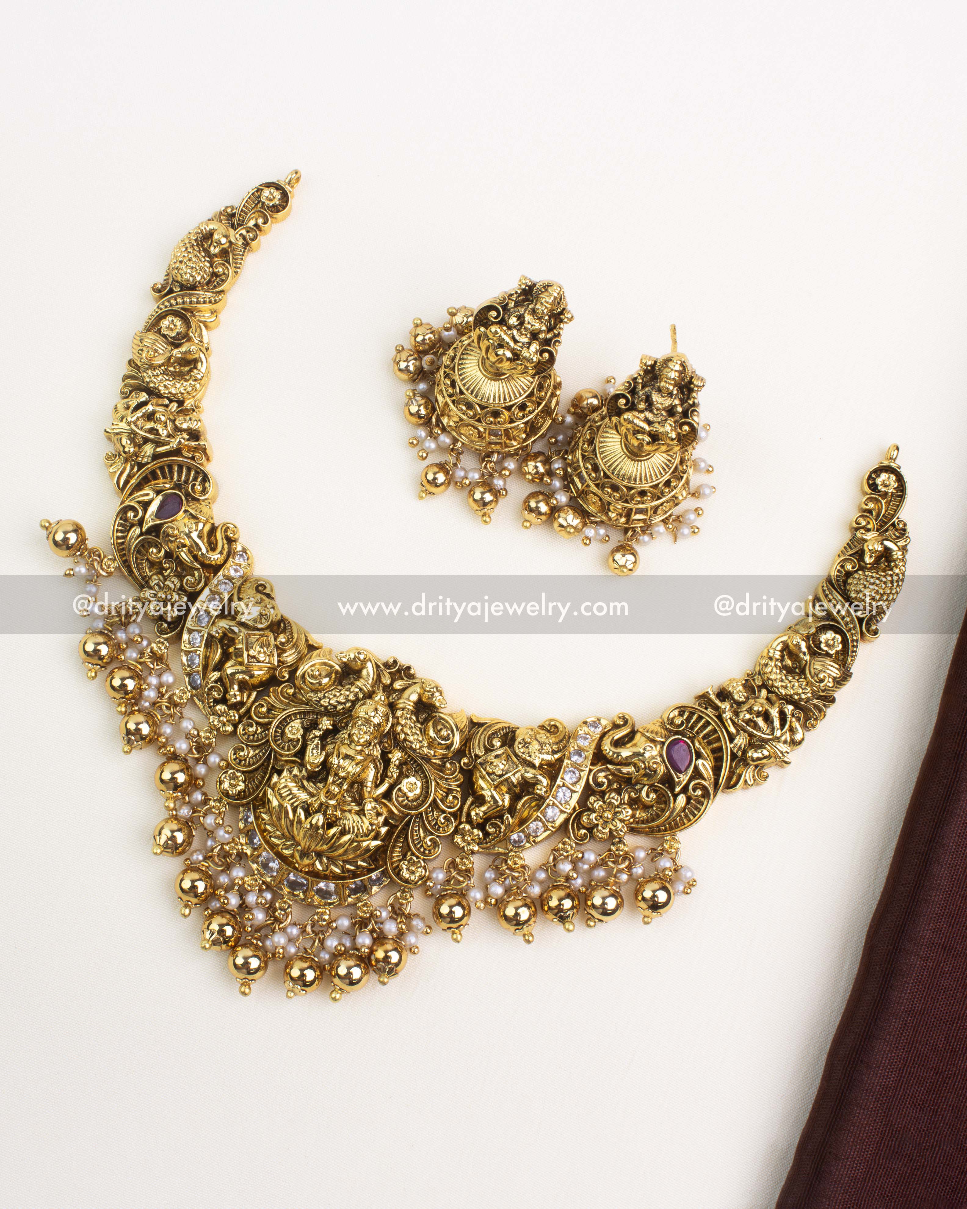 Premium Antique Nakshi Short Necklace Set