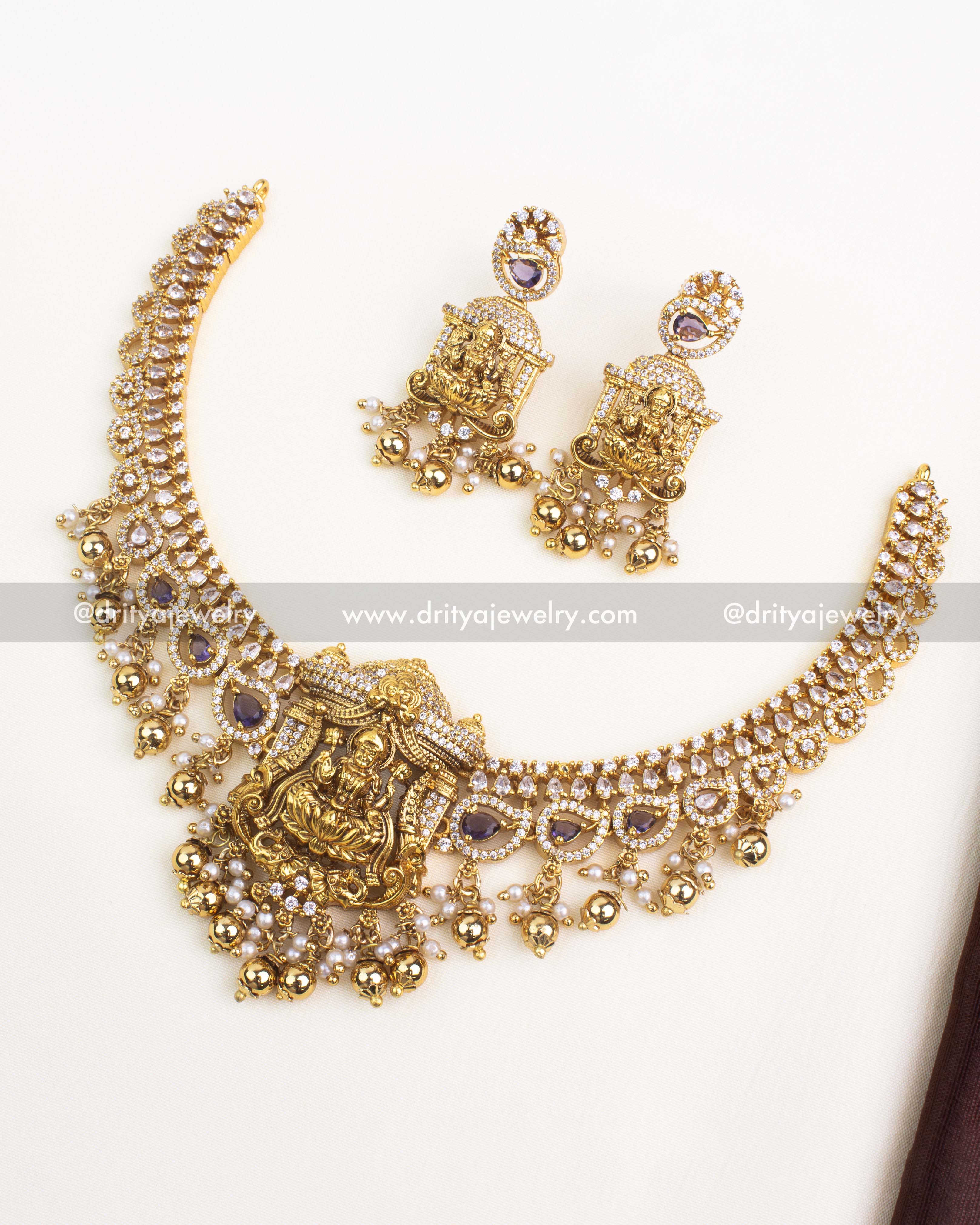 Premium Temple Short Necklace with High-Quality CZ Stones