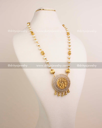 Premium Pearl Beads Necklace with Ram Parivar Pendant
