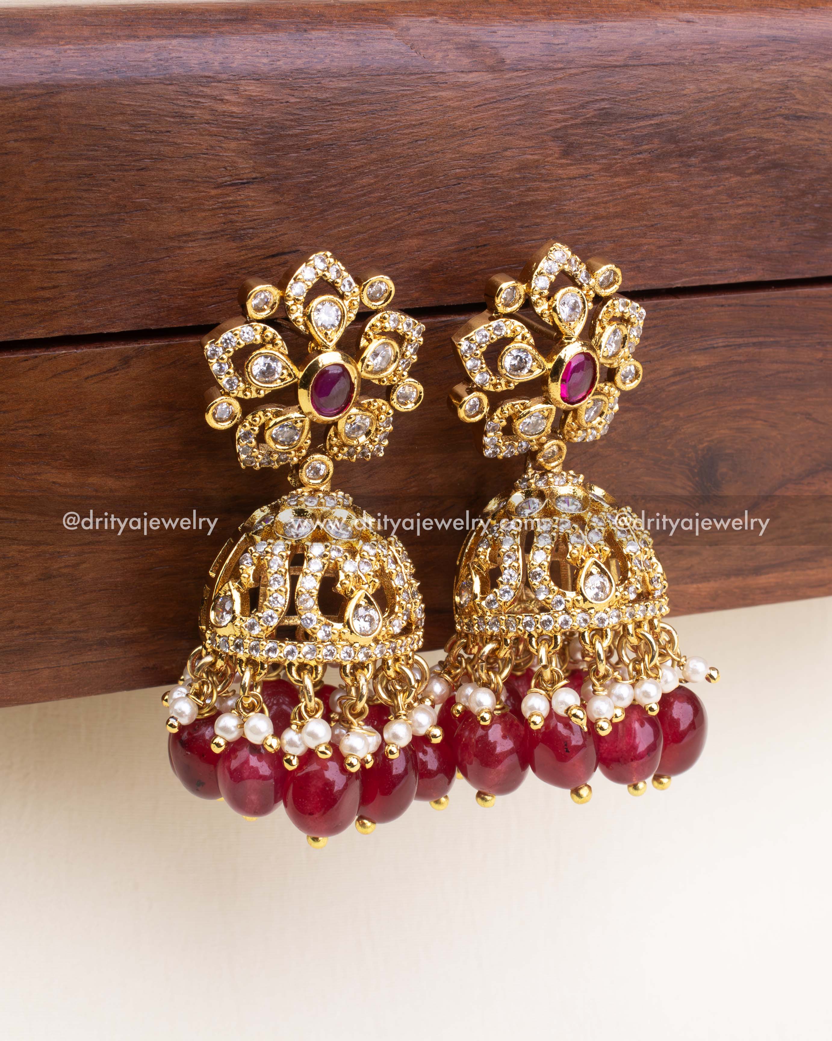 Premium Gold-Plated Choker Set with Ruby Red Beads