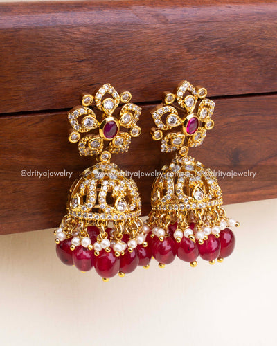Premium Gold-Plated Choker Set with Ruby Red Beads