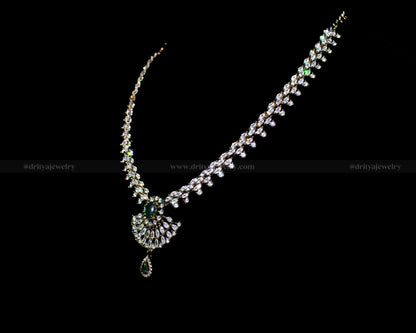 Side angle showcasing the elegant design of the Victorian Necklace Set by Dritya Jewelry, with intricate CZ stone detailing.