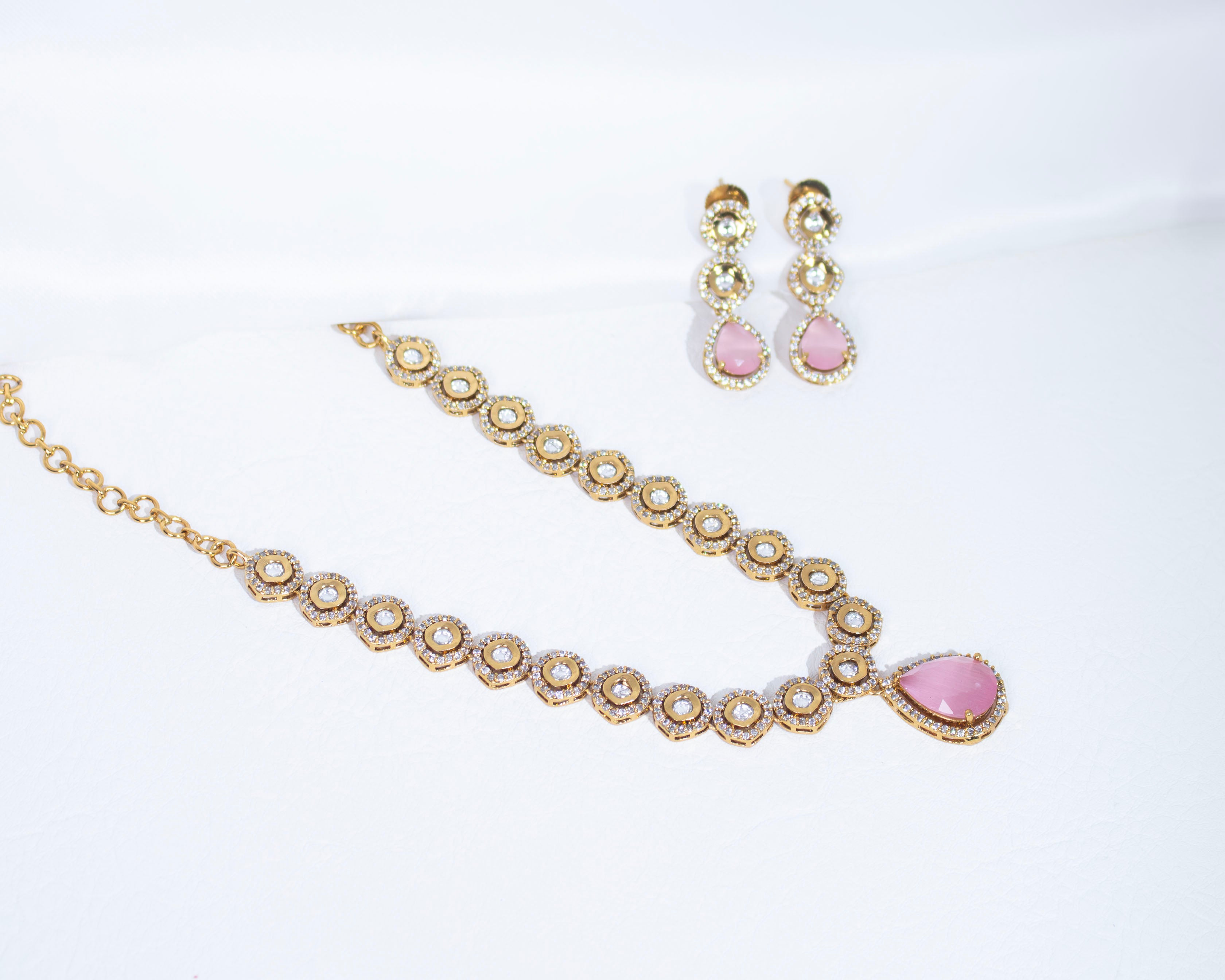 Pink Teardrop Necklace 206