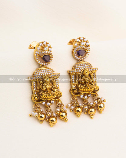 Premium Temple Short Necklace with High-Quality CZ Stones