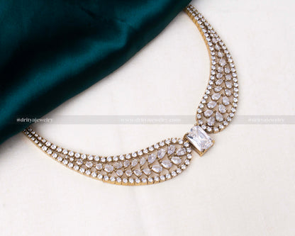 Elegant Victorian-inspired choker set with sparkling cubic zirconia and AD stones.