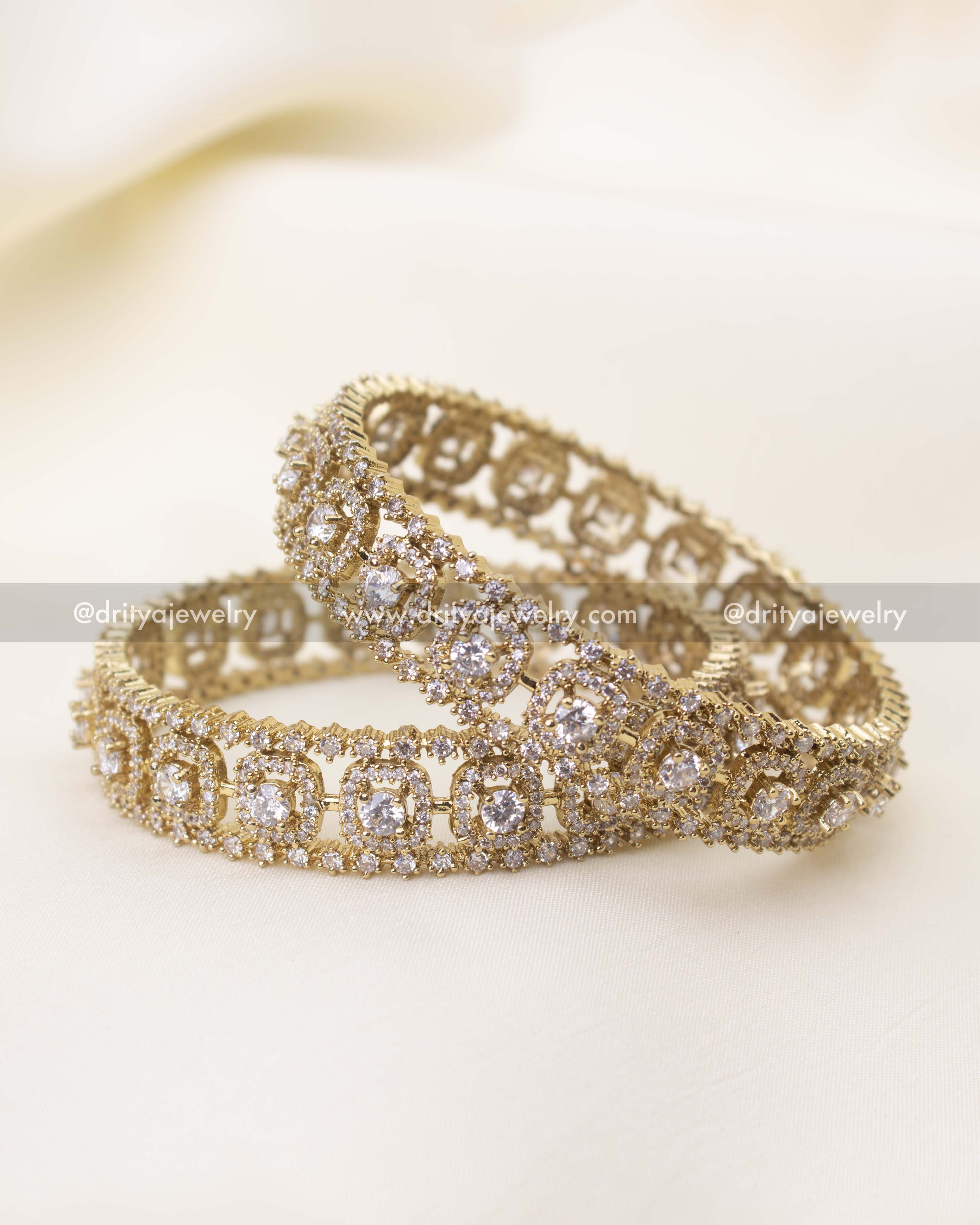 Premium Victorian polish bangles with diamond-alike stone detailing