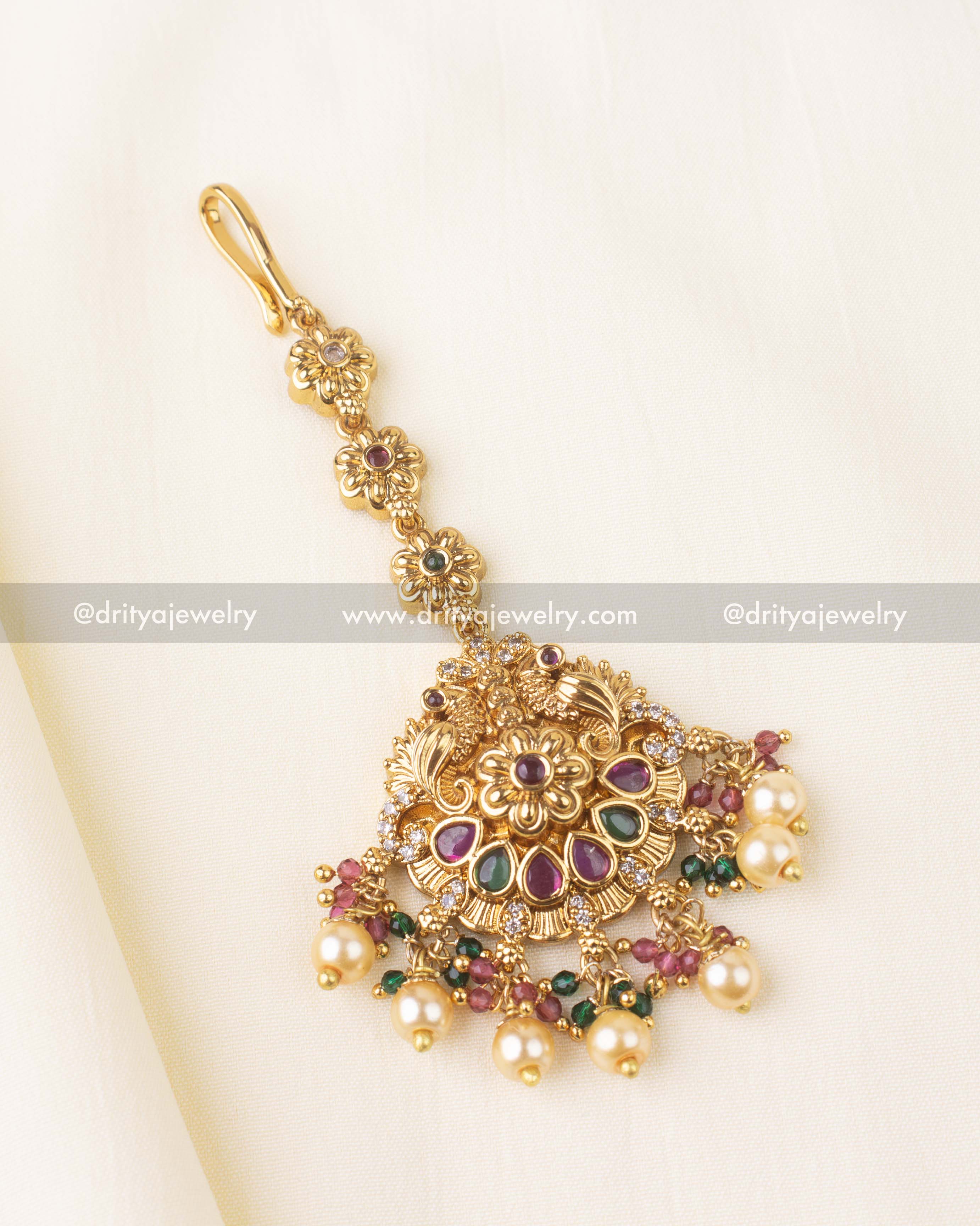 Antique Maang Tikka with Floral Motif