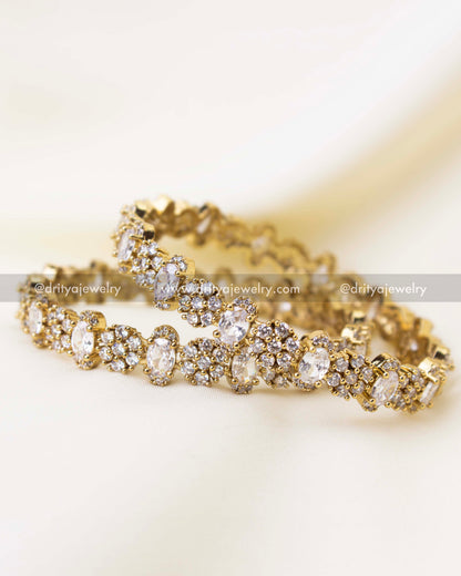 Premium Victorian polish bangles with diamond white CZ stones and intricate detailing