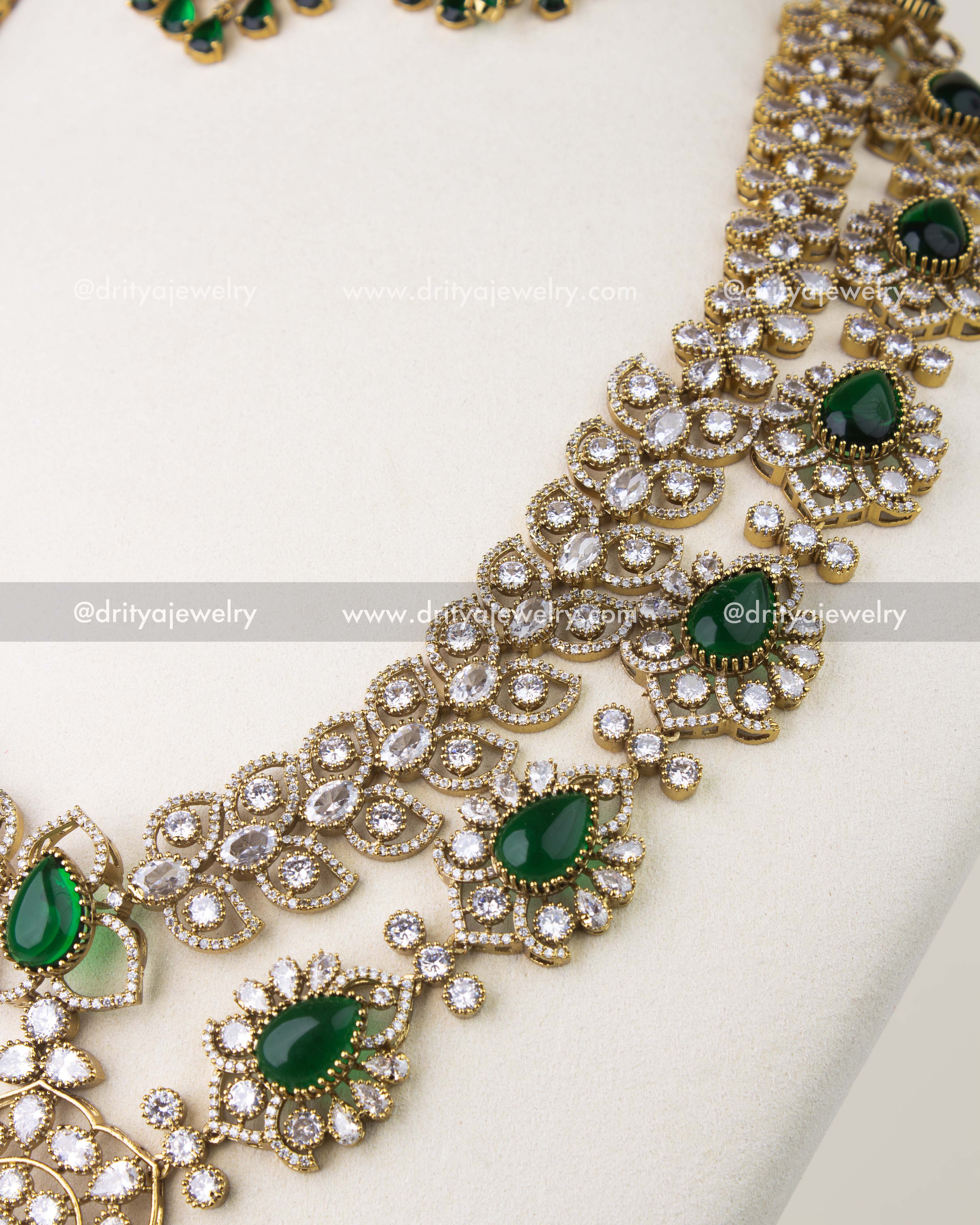 Emerald cushion stone pendant with CZ halo in Victorian finish