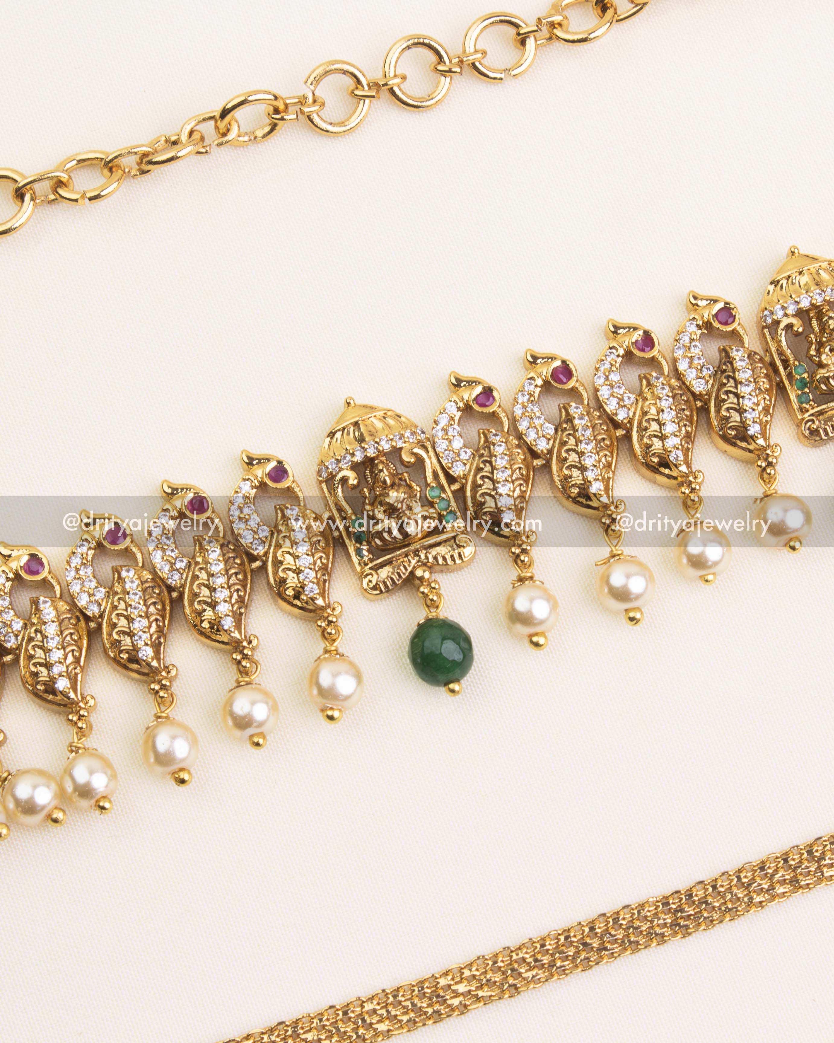 Sturdy adjustable chain with antique finish on Nakshi hip chain