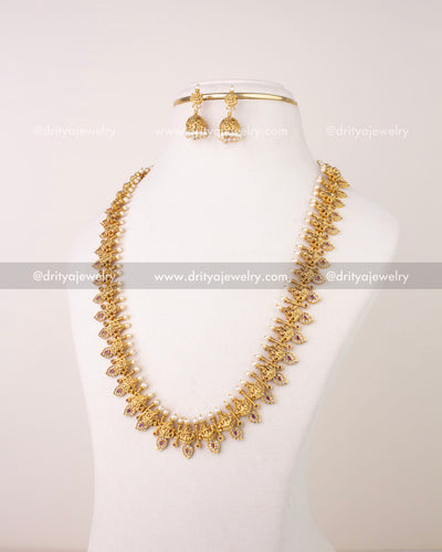 1279-R full god idol mango necklace set displayed on bust