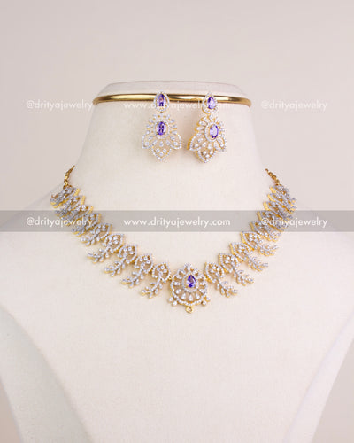 1232-PU necklace set on display bust without main pendant attached