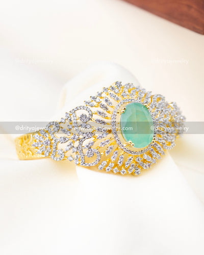 1295-MG full front view of premium diamond replica mint stone kada