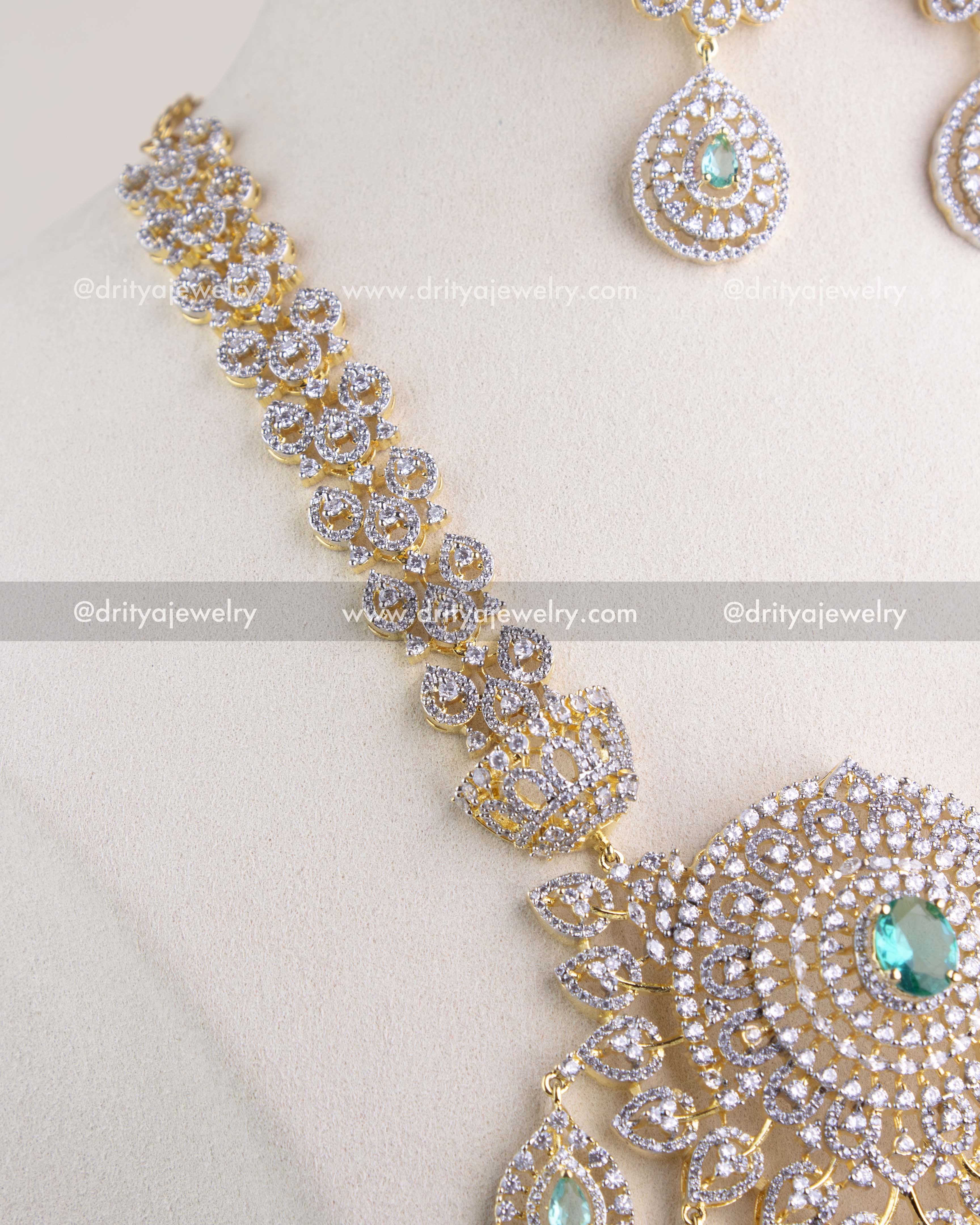 1229-RE close-up of stone-studded necklace band with dual-tone finish and side detailing