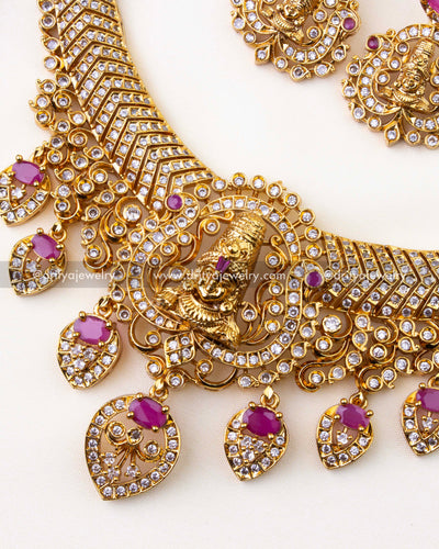 1223-R Venkateswara kanti necklace center pendant and danglers detail