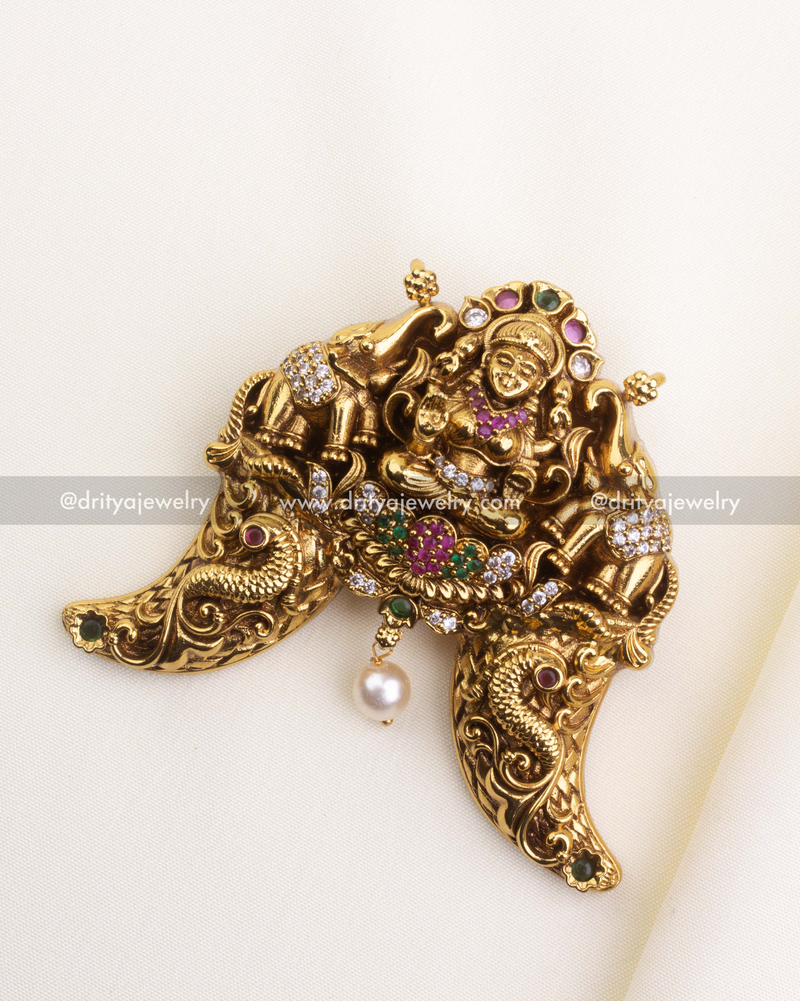 SKU 1177 premium Asta Lakshmi temple pendant full front view