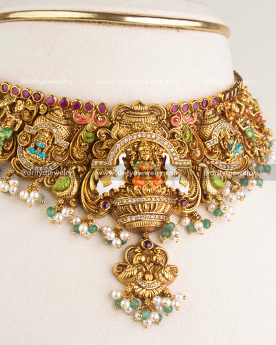 SKU 1181 Necklace Set close-up of central god idol pendant on choker