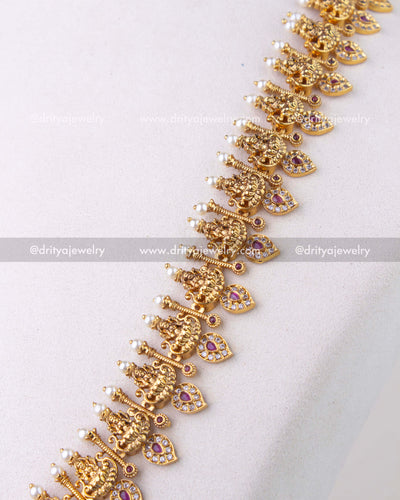 1279-R temple-style mango necklace side angle showing detailing